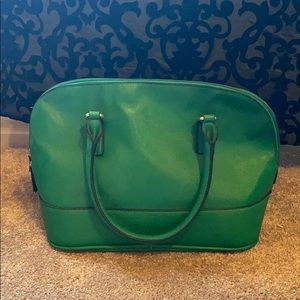 Green leather satchel
